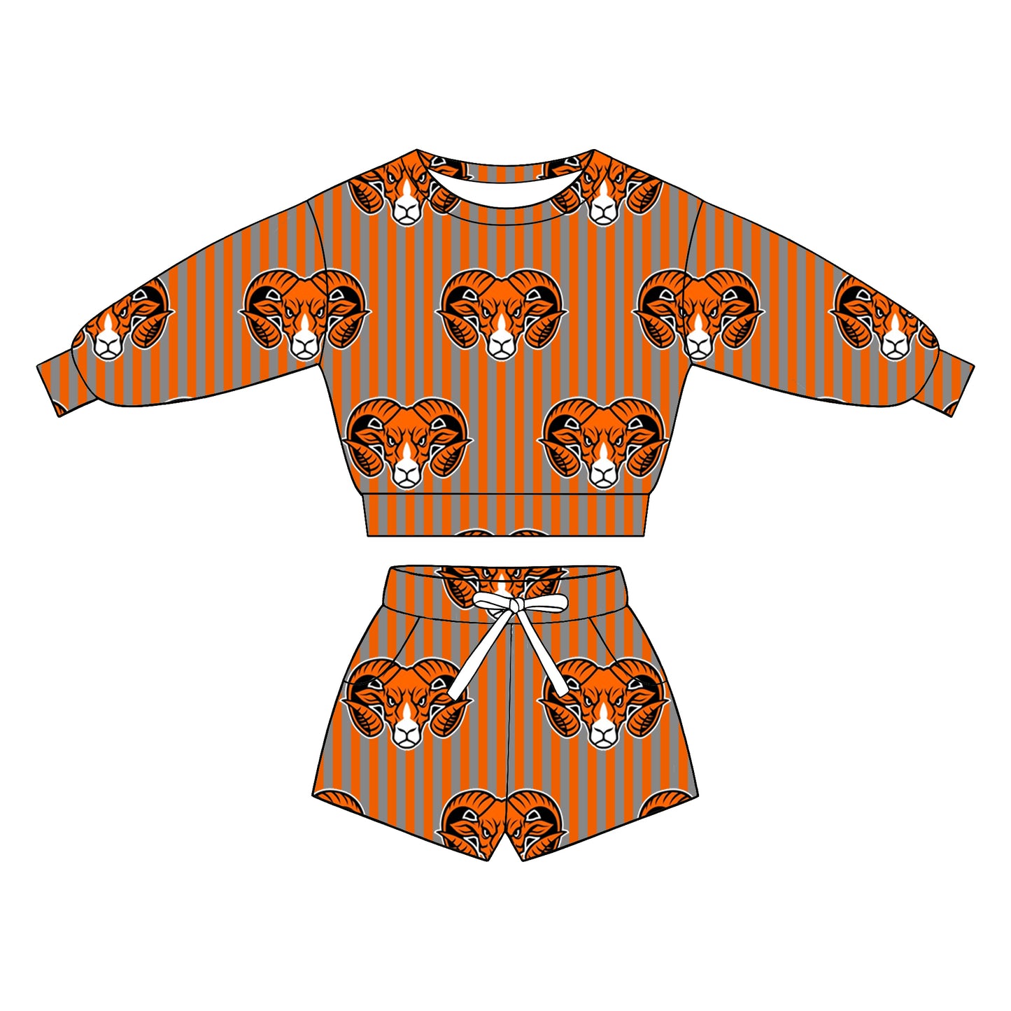 custom moq 5 mix size XY071607 Baby Kids Stripe Long Sleeve Top Drawstring Shorts Team Casual Set