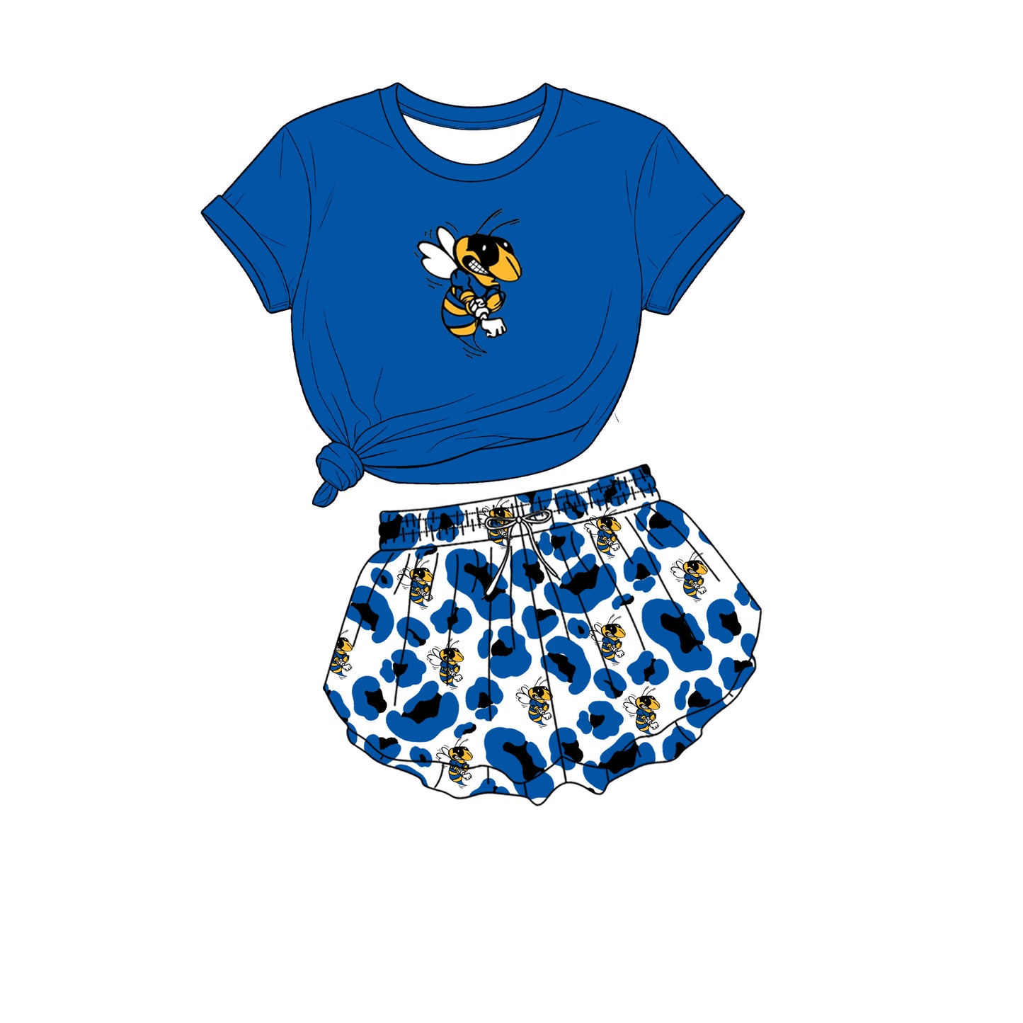 custom moq 5 mix size  XY072207 Baby Girls Print Short Sleeve Top Leopard Print Shorts Team Casual Outfit