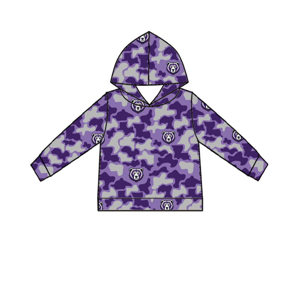 custom moq 5 mix size XY071807 Baby Girls Camo Printed Long Sleeve Team Casual Hoodie Top