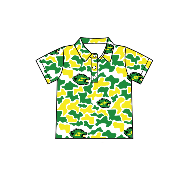 custom moq 5 mix size XY070107 Baby Boys Camouflage Print Short Sleeve Button Polo Shirt Top Team Outfit
