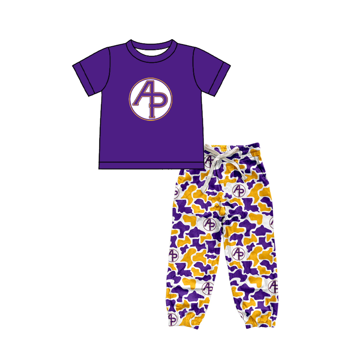 custom moq 5 mix size XY062907 Baby Boys Short Sleeve Top Camouflage Drawstring Pants Set