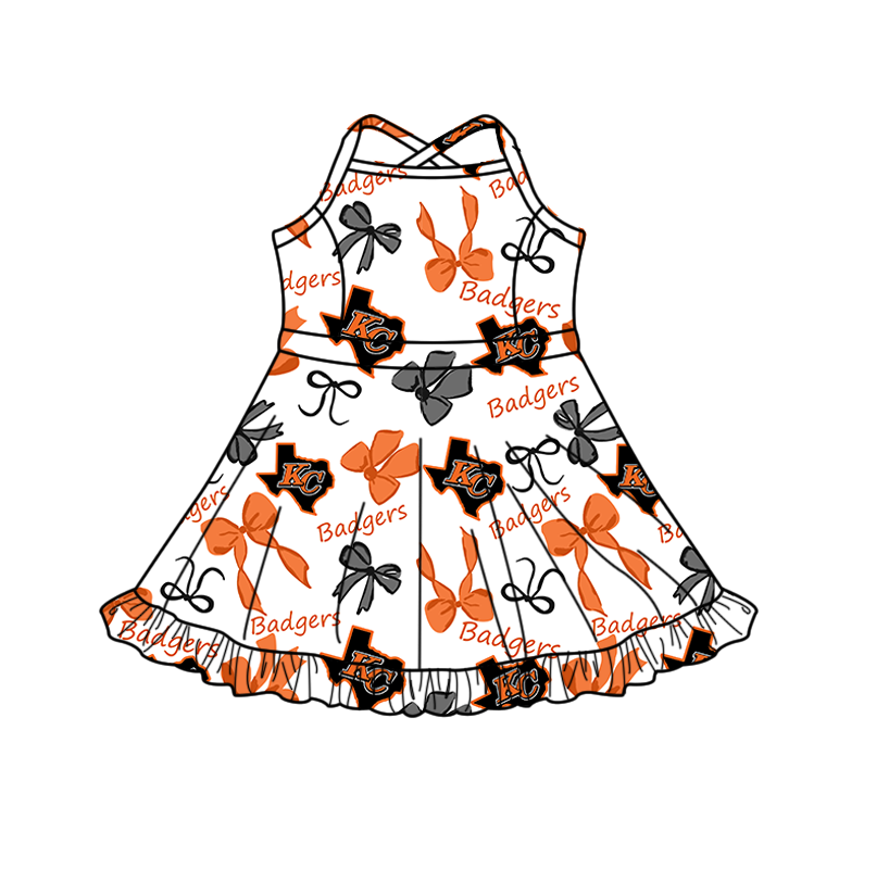 custom moq 5 mix size XY070207 Baby Girls Bows Print Strap Knee Length Skort Yoga Active Dress