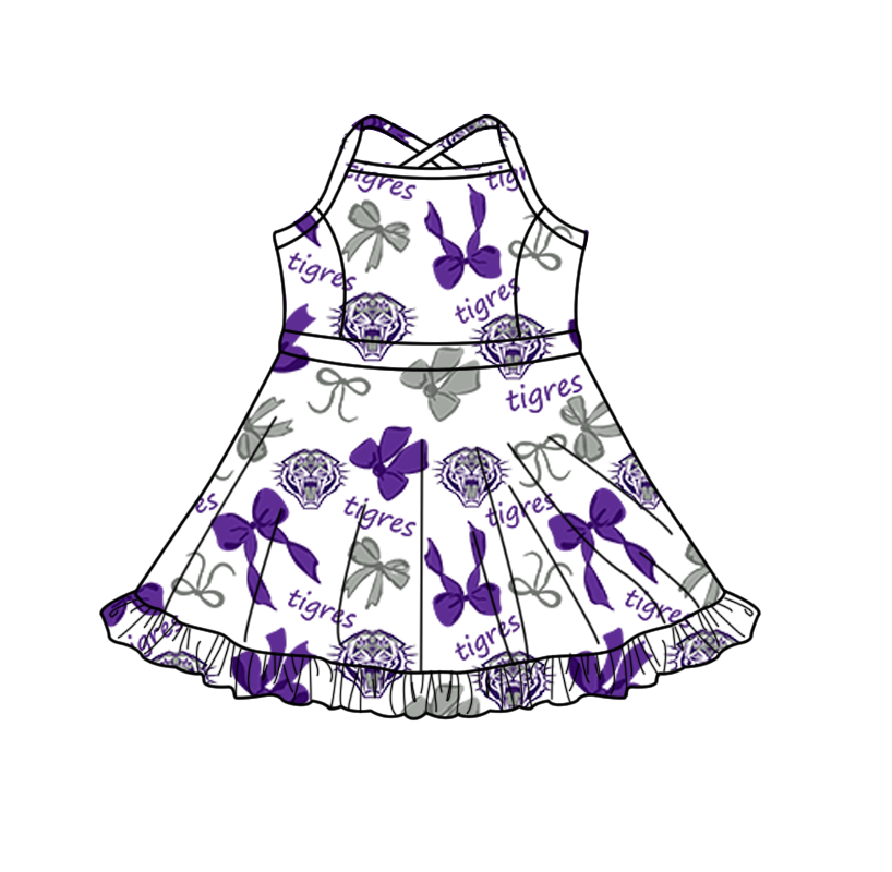custom moq 5 mix size XY062707 Baby Girls Bows Print Strap Knee Length Activity Wear Yoga Skort Dress
