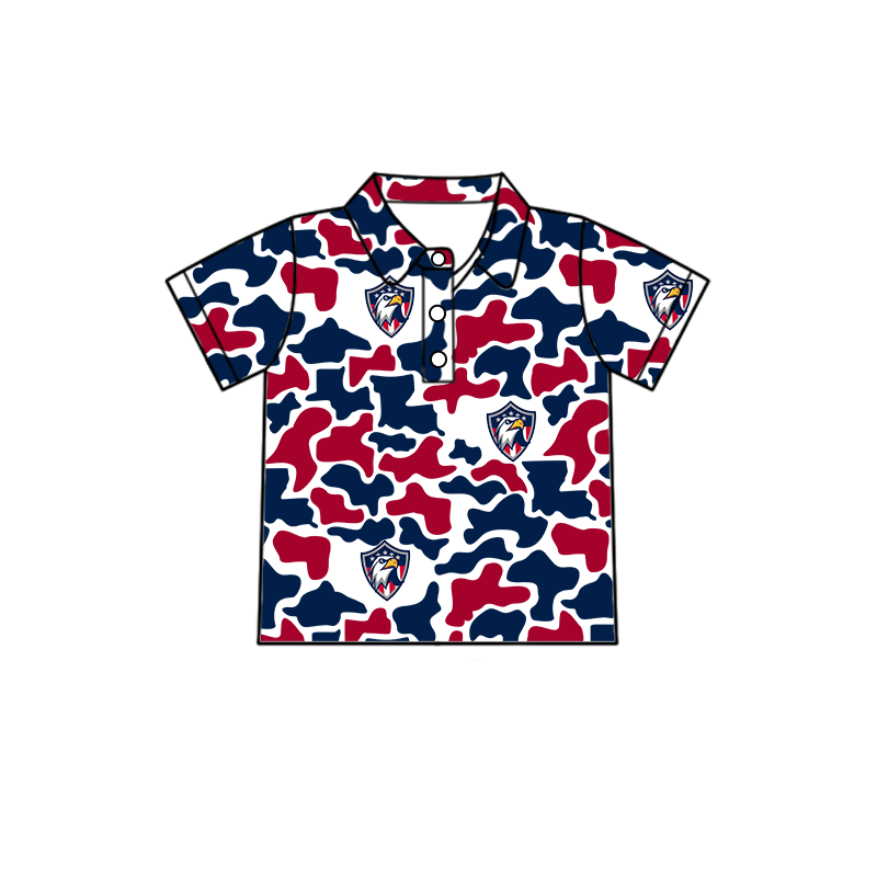 custom moq 5 mix size XY063007 Baby Boys Camouflage Print Short Sleeve Button Polo Shirt Top