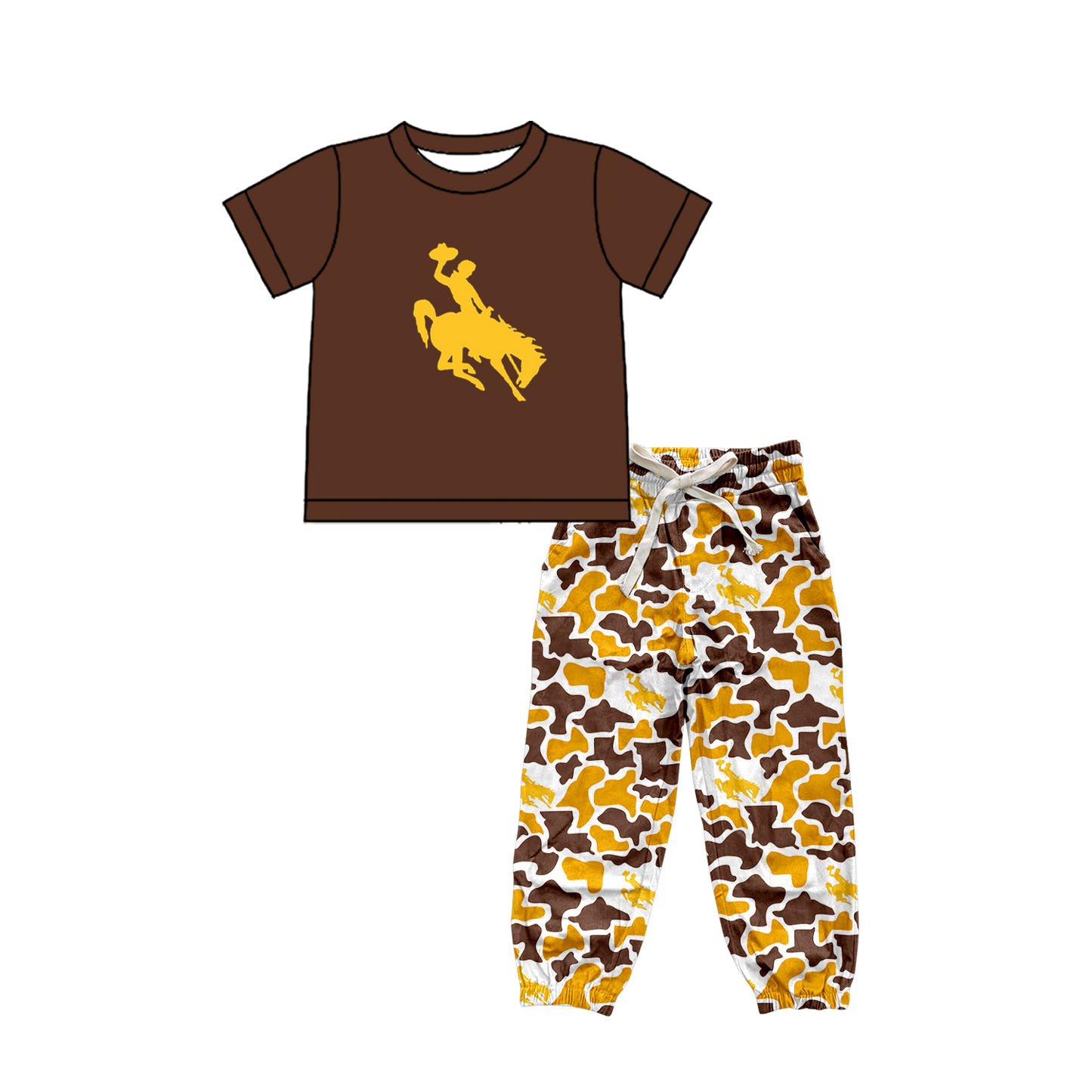 custom moq 5 mix size XY062907 Baby Boys Short Sleeve Top Camouflage Drawstring Pants Set