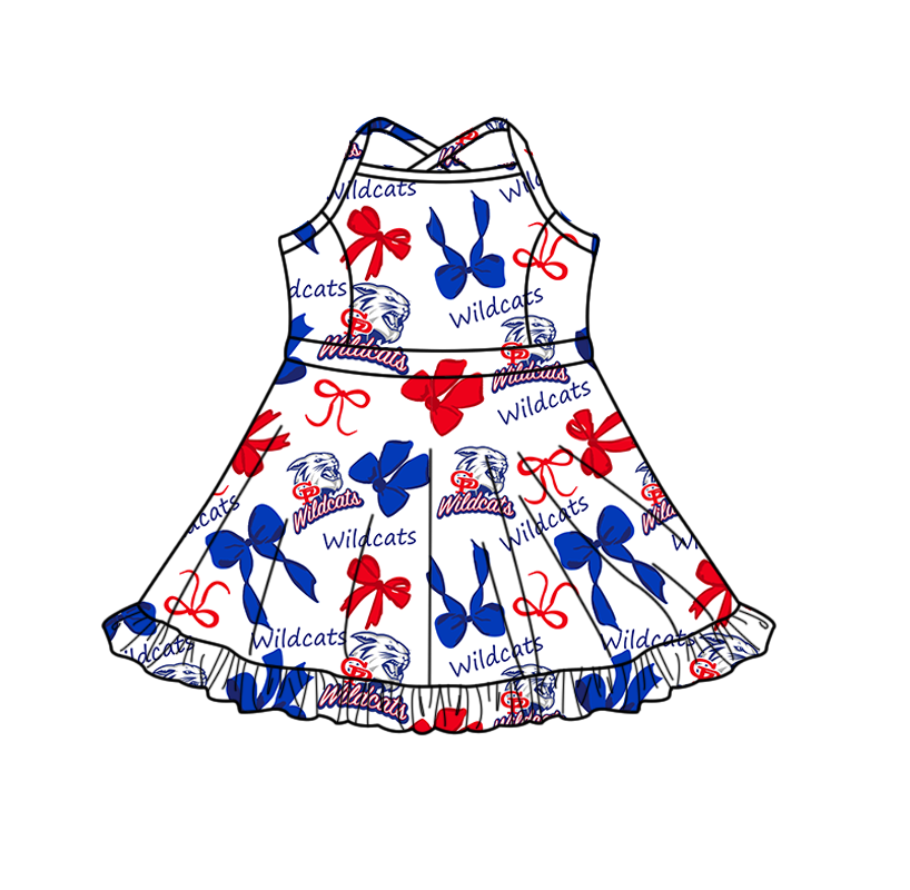 custom moq 5 mix size XY070207 Baby Girls Bows Print Strap Knee Length Skort Yoga Active Dress
