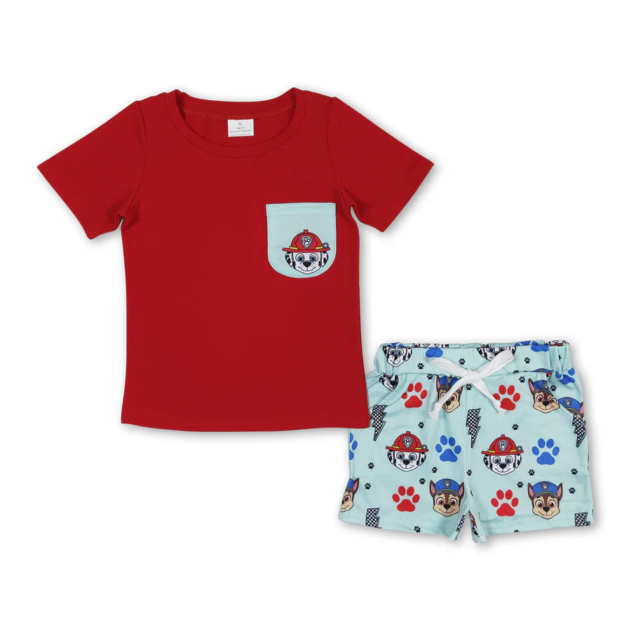 RTS NO MOQ Sibling Baby Boys Sea Sun Short Sleeve Tee Shirts Tops Shorts Clothes Sets