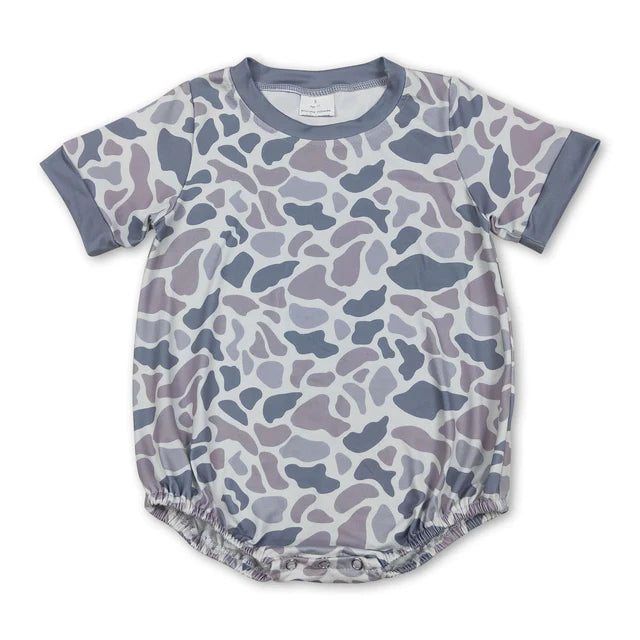 RTS NO MOQ Sibling Baby Boys Short Sleeve Green Orange Camo Southern Rompers