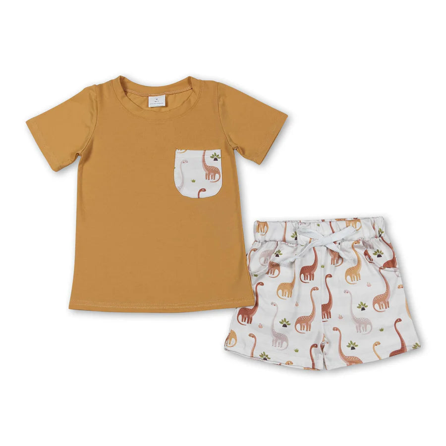 RTS NO MOQ Sibling Baby Boys Sea Sun Short Sleeve Tee Shirts Tops Shorts Clothes Sets