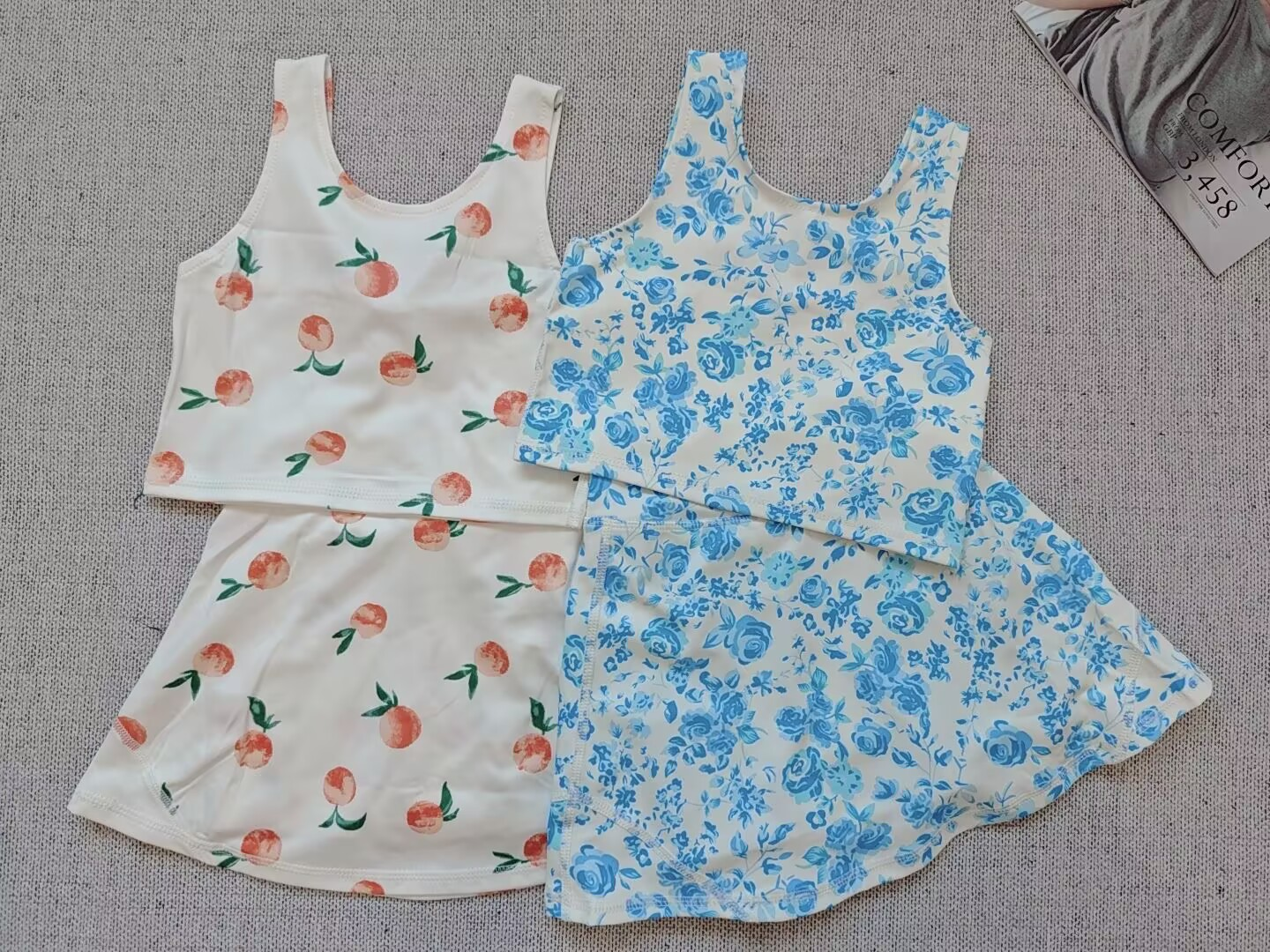RTS NO MOQ Sibling baby girl clothes summer yoga sportswear skirt sets