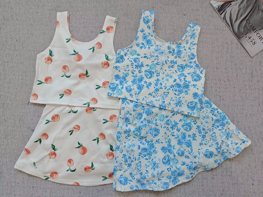 RTS NO MOQ Sibling baby girl clothes summer yoga sportswear skirt sets