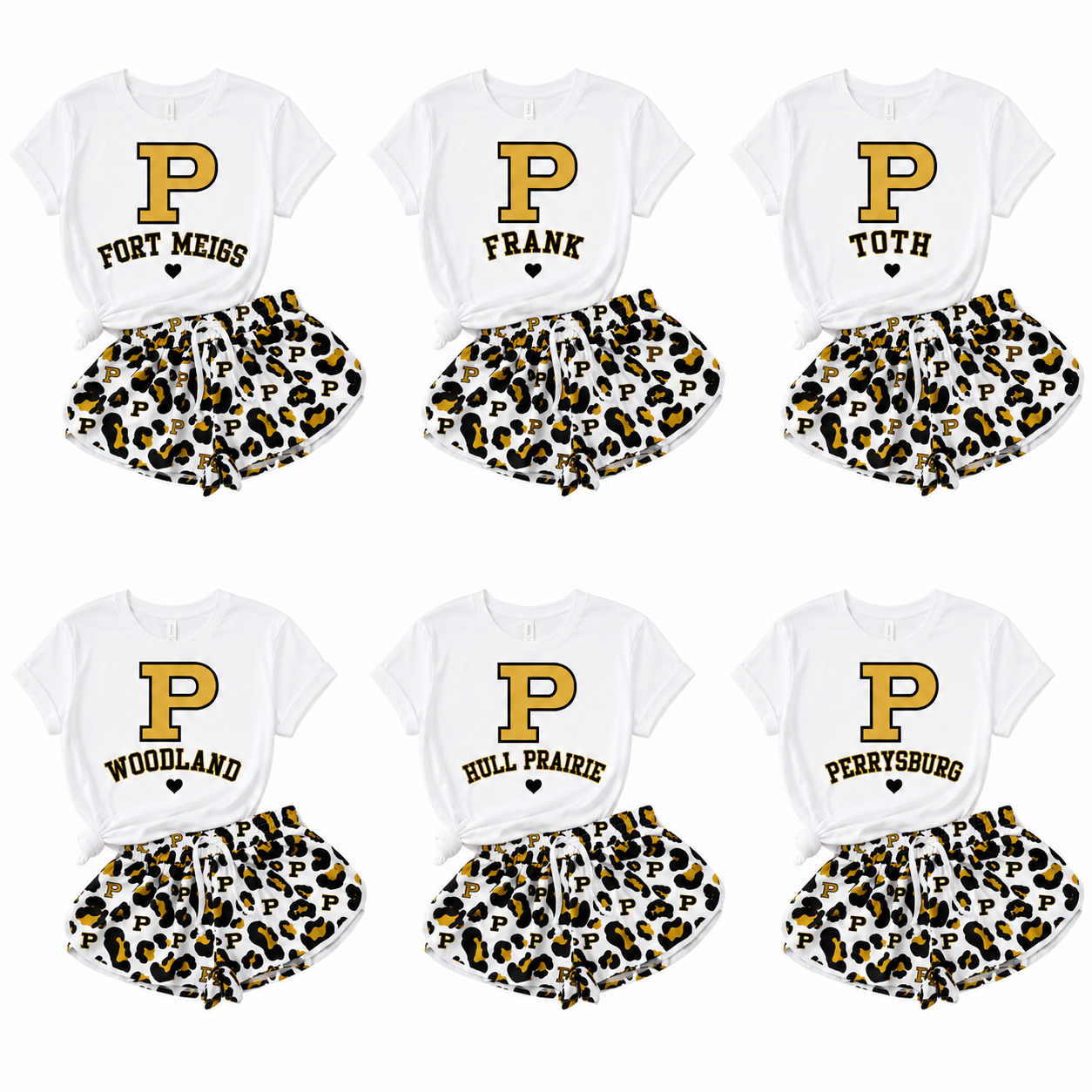 custom moq 5 mix size RLES01 Baby Girls Letter Print Short Sleeve T Shirt Leopard Letter Print Drawstring Shorts Team Outfit Set
