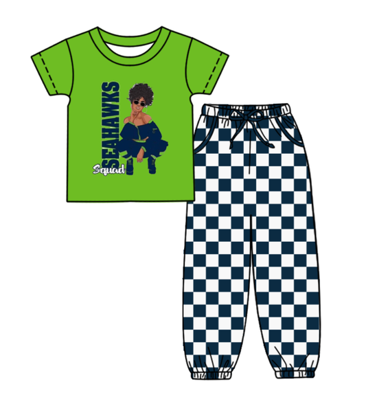 Custom moq 8 mix size milk silk summer teams baby boy clothes green plaid short sleeve pants sets-25.9.29
