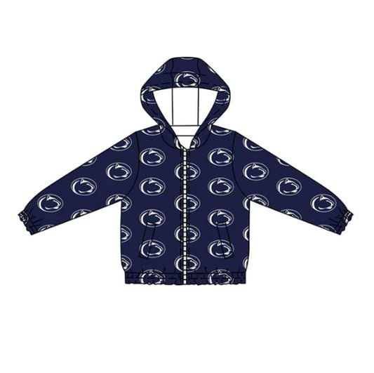 Custom moq 5 each style eta 6-7weeks baby girl clothes team dark blue hooded long sleeve tops-25.7.15