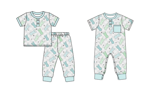 25.10.2 custom each style moq 8 eta 6-8week Sibling Sisters bunny baby boy clothes short sleeve pants sets and romper match family design
