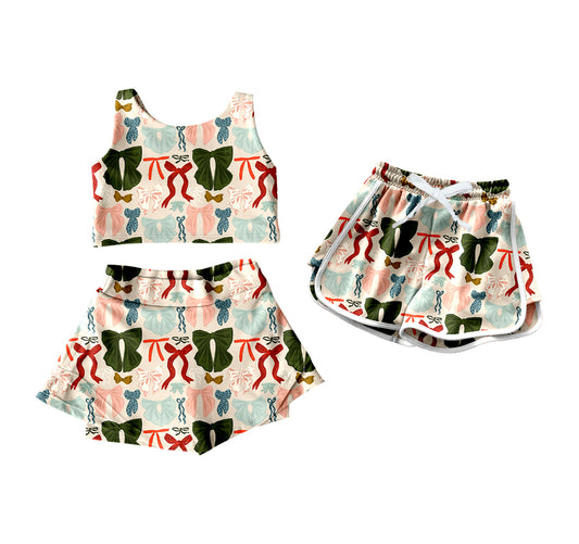 4.19 custom each style moq 5eta 4-6week Sibling Sister bow baby girls clothes Short sleeve yoga dress and shorts match family design