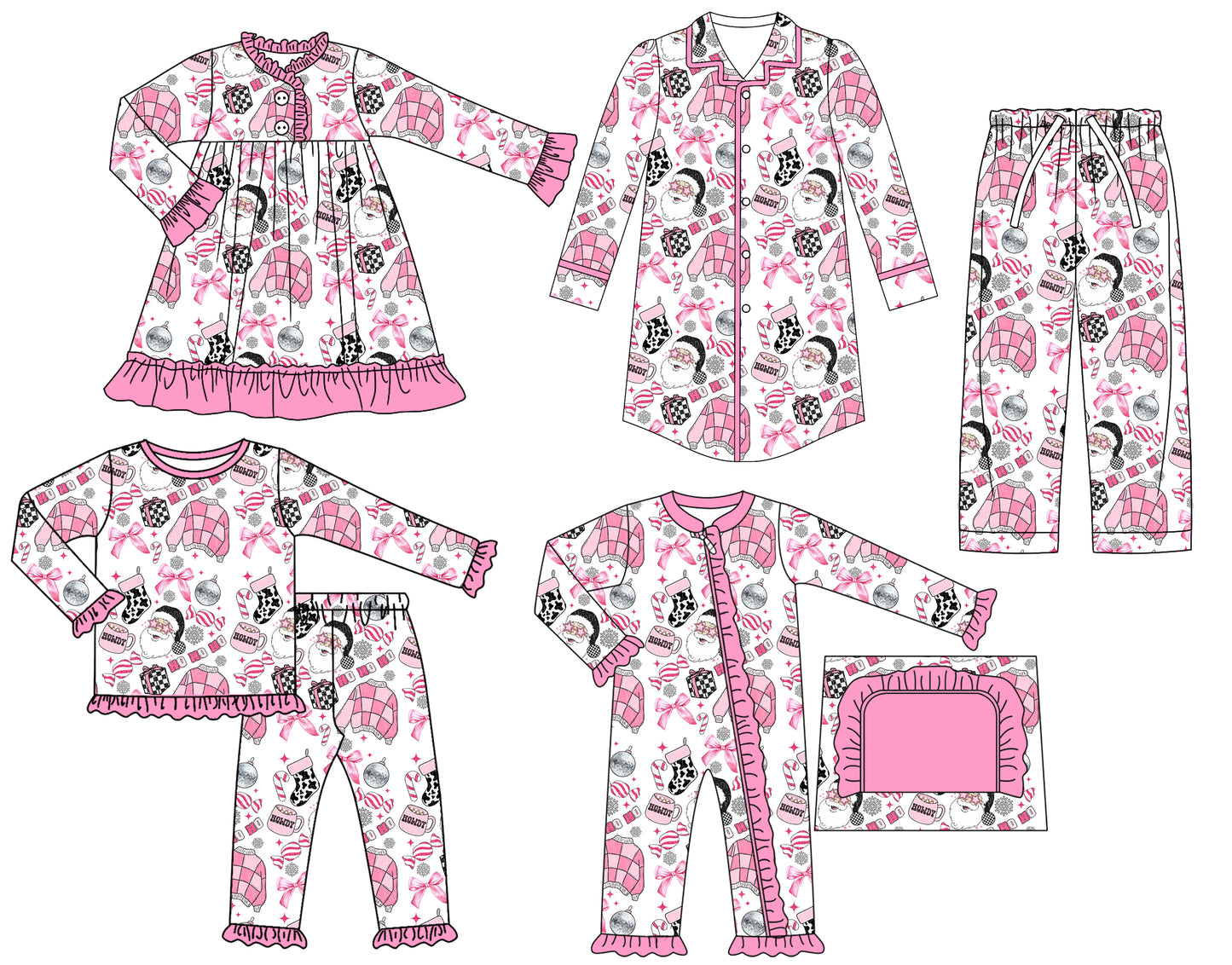 25.6.21 custom each style moq 5eta 4-6week Sibling Sisters bow pink baby girl long sleeve pants sets and adult top and adult pants and romper and dress match family design