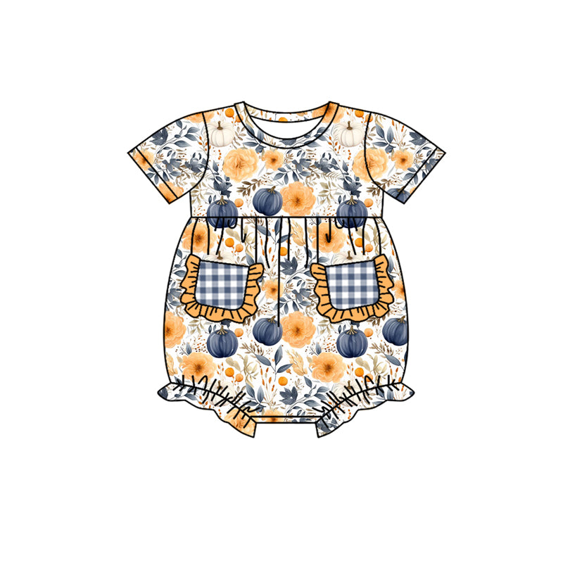 5.11custom each style moq 5eta 4-5week Sibling Sister flower pumpkin prints gold blue plaid girls set and baby romper and dress match family design