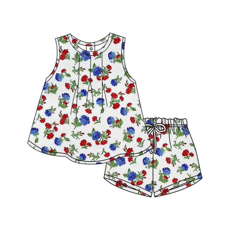 12.9 custom each style moq 5eta 4-6week Sibling Sister floral baby girl short sleeve shorts fish sets 1 and easter sets 2 match design