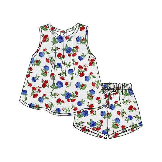 12.9 custom each style moq 5eta 4-6week Sibling Sister floral baby girl short sleeve shorts fish sets 1 and easter sets 2 match design