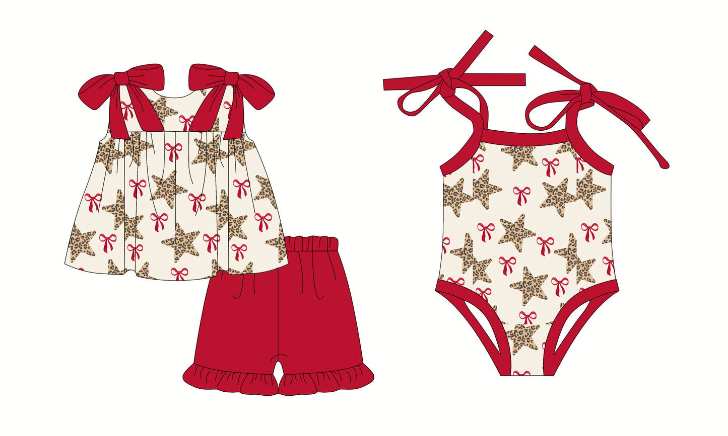 2.24 custom each style moq 5eta 4-6week Sibling Sister bow baby girl short sleeve shorts sets and romper match design