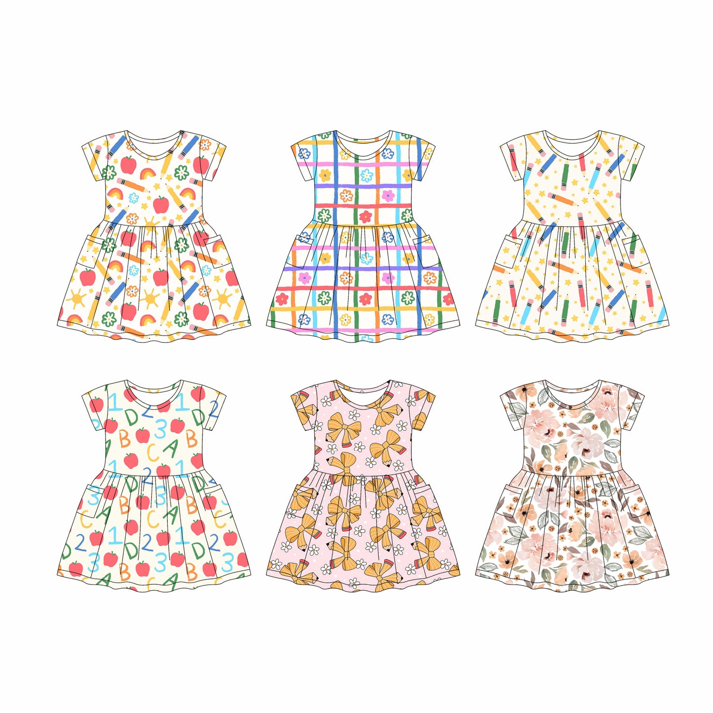 4.17 custom each style moq 5eta 4-6week Sibling Sister baby girls clothes Short sleeve dress 1 and dress 6 match family design
