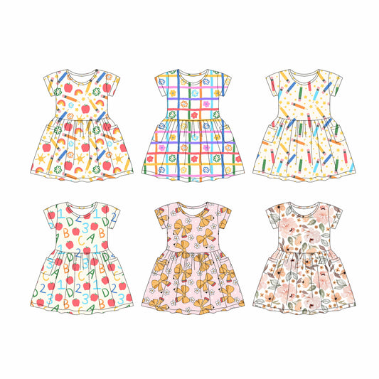 4.17 custom each style moq 5eta 4-6week Sibling Sister baby girls clothes Short sleeve dress 1 and dress 6 match family design