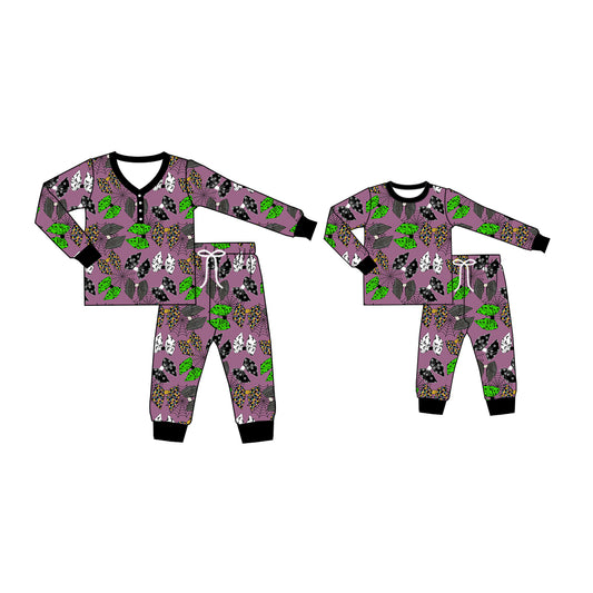 25.5.13 custom each style moq 5eta 4-6week Sibling Sister bow long sleeve pants sets and adult sets match design