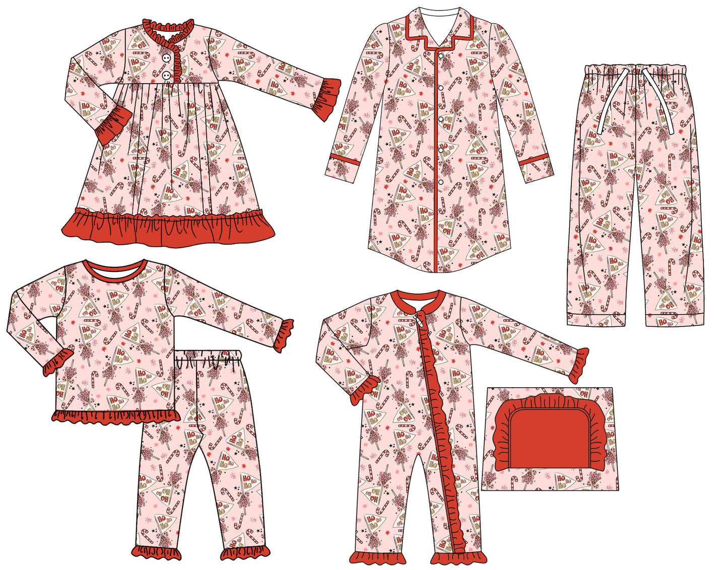 25.7.1 custom each style moq 5eta 4-6week Sibling Sisters Christmas baby girl long sleeve pants sets and adult top and adult pants and romper and dress match family design