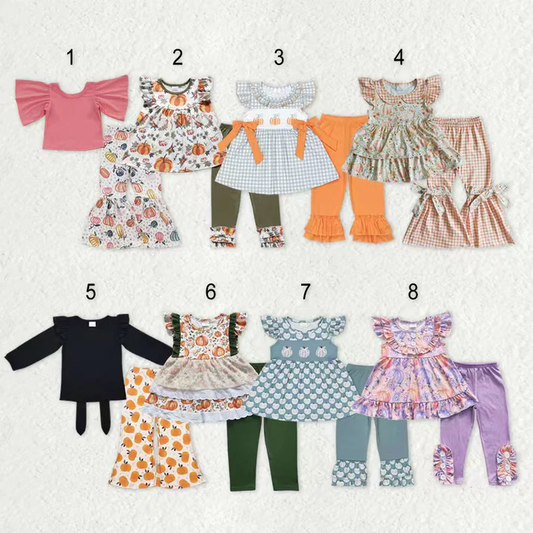 RTS NO MOQ Sibling baby girl clothes Halloween short sleeve pants Sets
