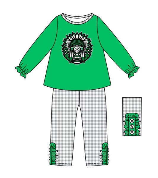 Custom moq 5 mix size milk silk summer teams baby girl clothes green long sleeve pants sets-25.9.11