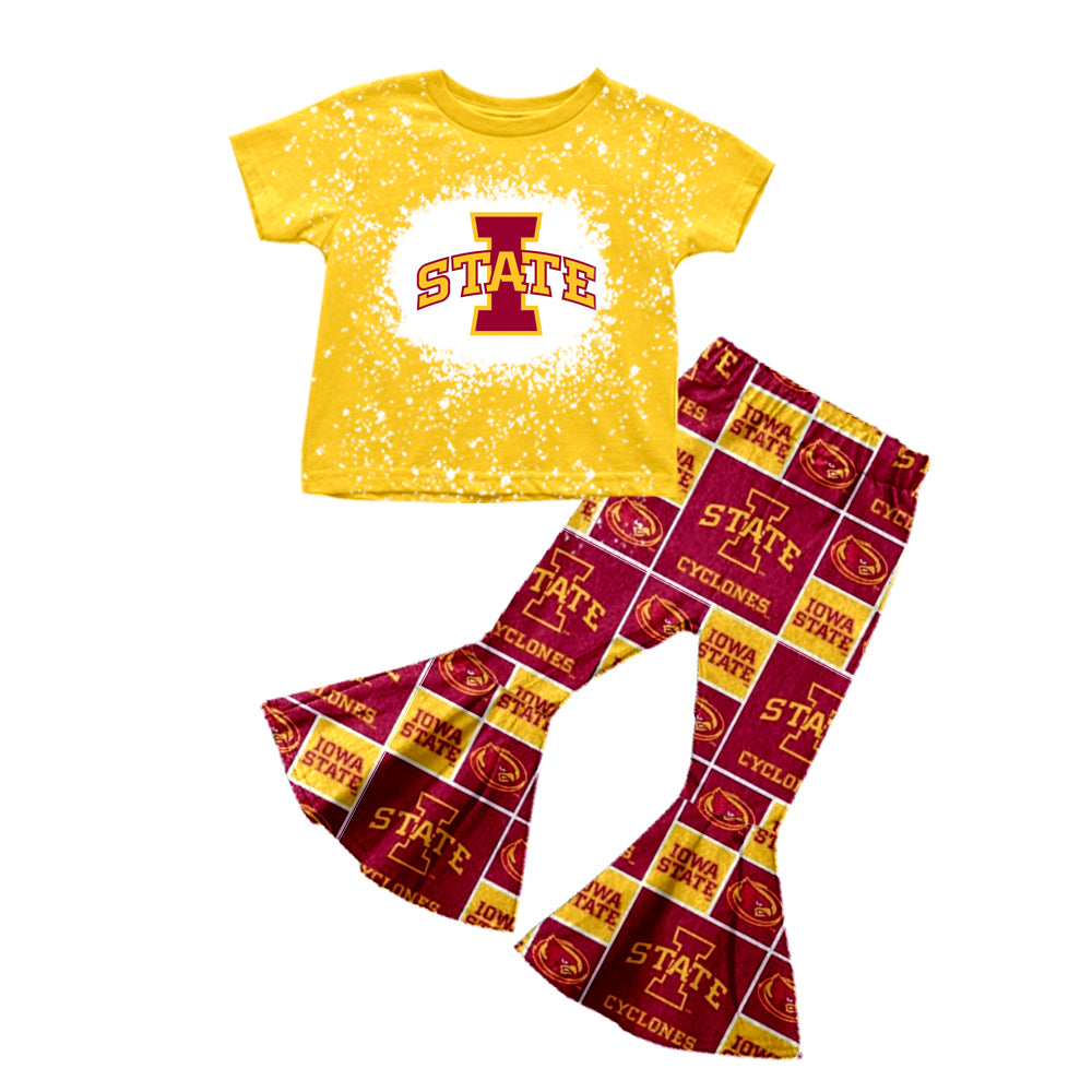 baby girl clothes team STATE yellow top red pants toddler girl summer outfit