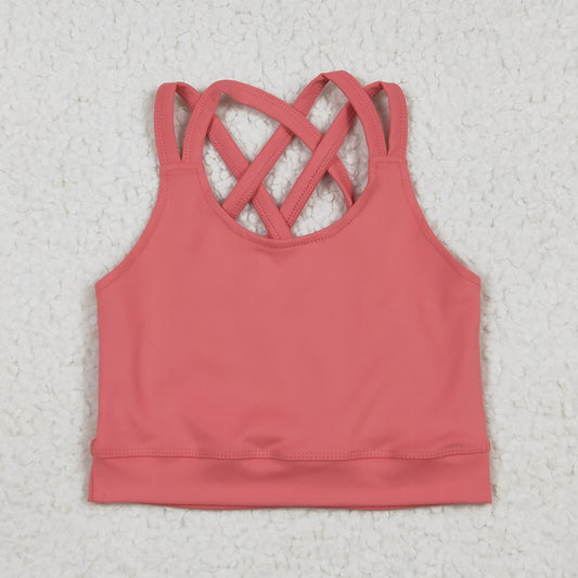 RTS NO MOQ GT1004 Pure coral red camisole yoga top