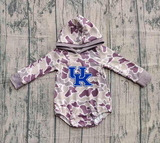 Custom moq 5 mix size milk silk Popular team camouflage cute boys and girls hooded long sleeve romper-25.10.22