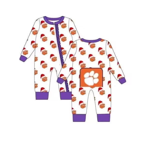 custom moq 3 eta 4/6 weeks baby girls clothes team orange long sleeve jumpsuit