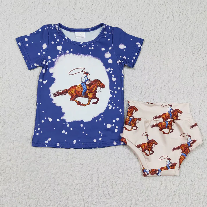 RTS NO MOQ baby girls clothes short sleeve briefs sets