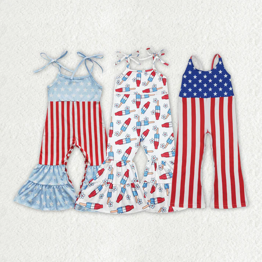 RTS Baby girls clothes 4th of july suspender jumpsuit