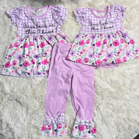 RTS NO MOQ sibling baby girls clothes floral short sleeve Clothes Sets and romper