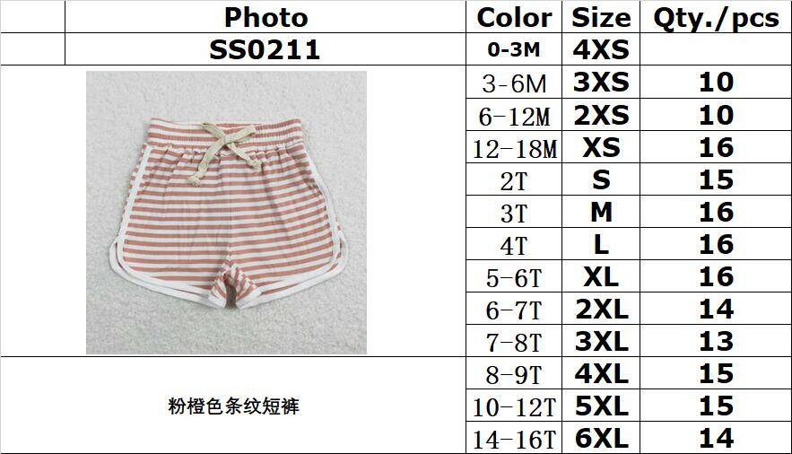 SS0211  ready to ship Pink and orange striped shorts