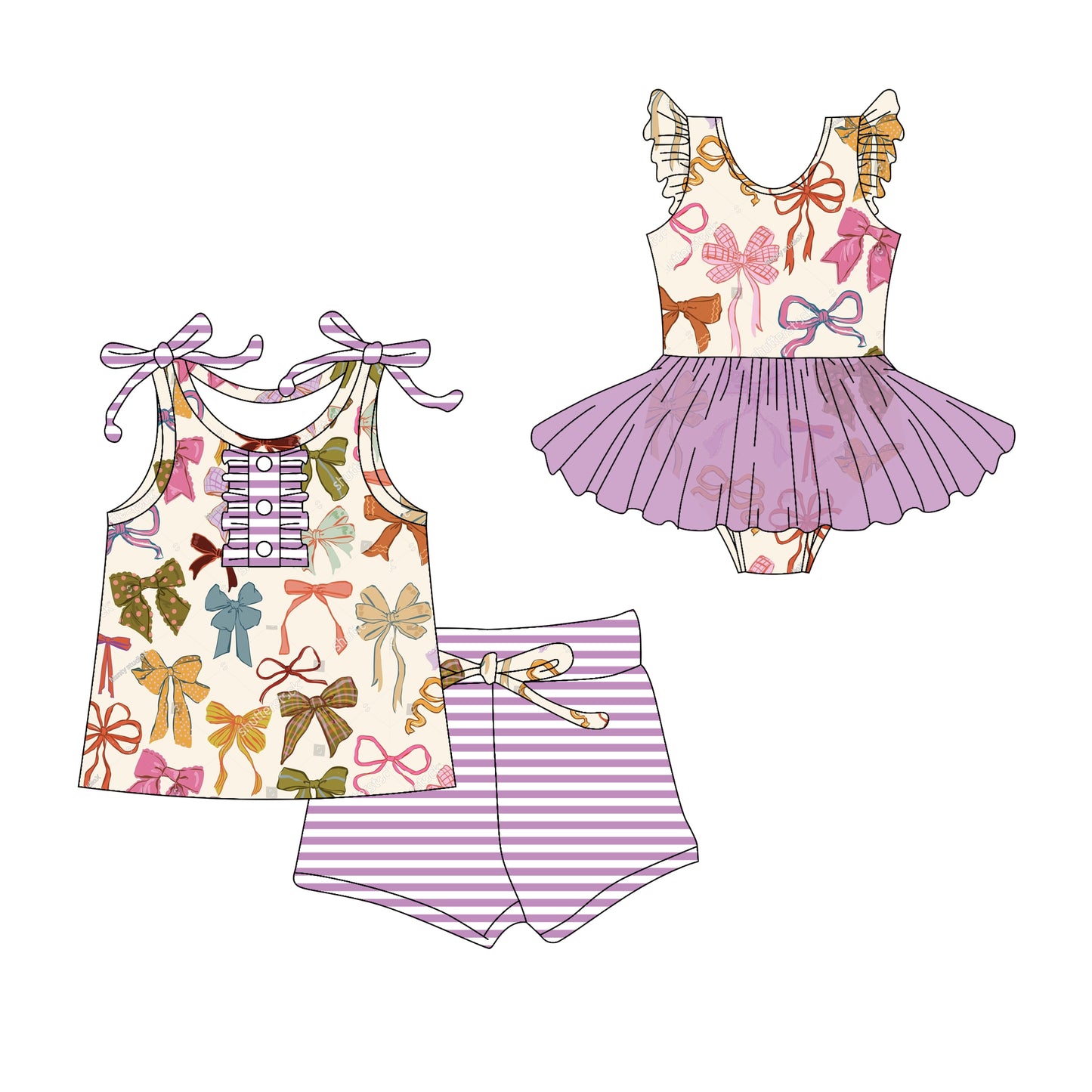 3.1 custom each style moq 5eta 4-6week Sibling Sister bow baby girl short sleeve shorts sets and romper match design