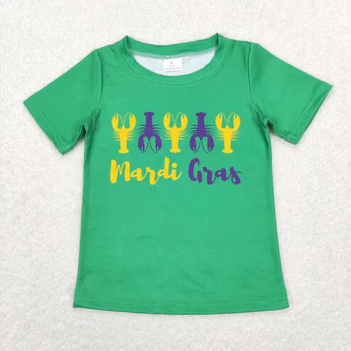 RTS NO MOQ Sibling Baby Boys Girls Short Sleeve Mardi Gras T-shirts Top