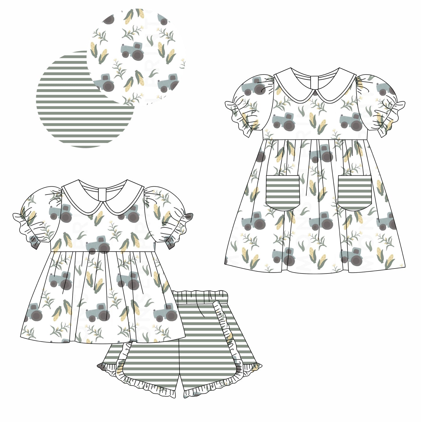 11.22 custom each style moq 5eta 4-6week Sibling Sister floral baby girl short sleeve shorts sets and dresses match design