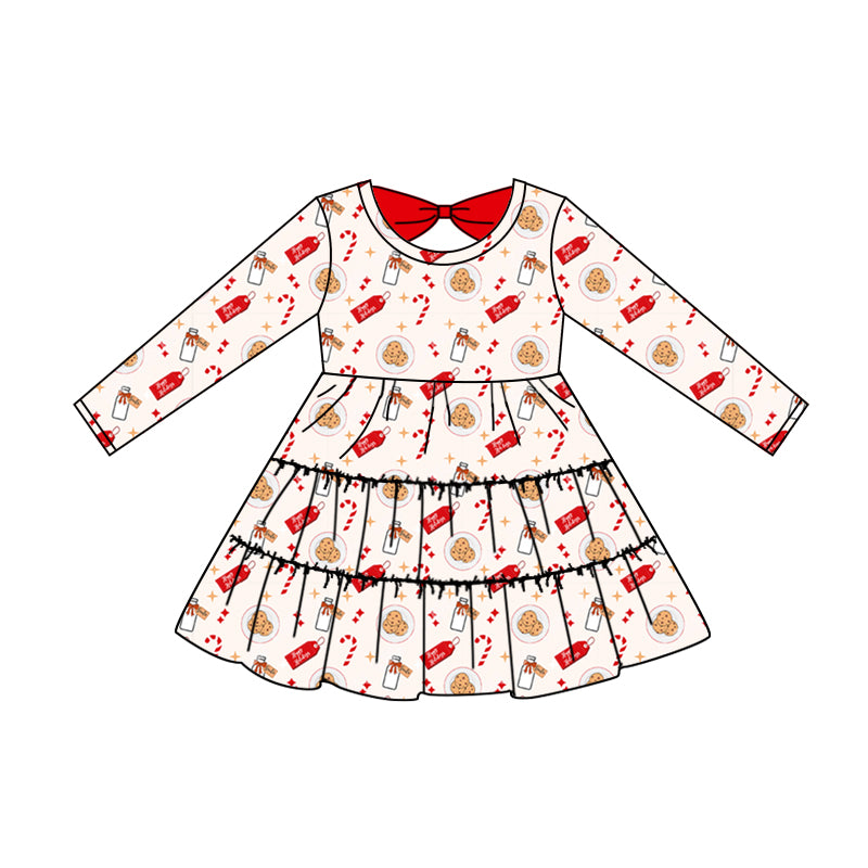 7.4 custom each style moq 5eta 4-6week baby girls clothes Christmas long sleeve dress