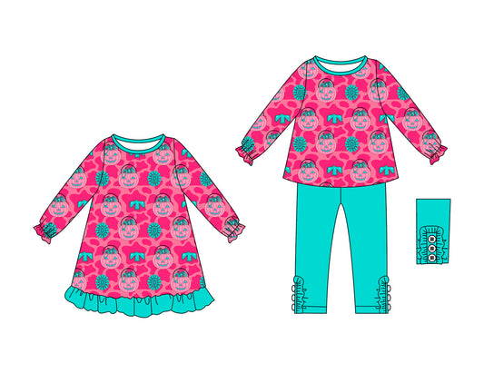 25.7.21 custom each style moq 5eta 4-6week Sibling Sisters baby girl long sleeve pants sets and dress match family design
