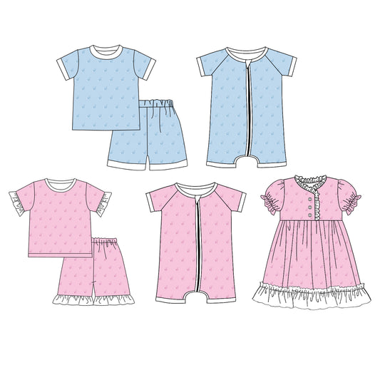12.14 custom each style moq 5eta 4-6week Sibling Sister easter baby girl short sleeve shorts sets and sets 2 and girls romper and boy romper and boy romper and dress match design