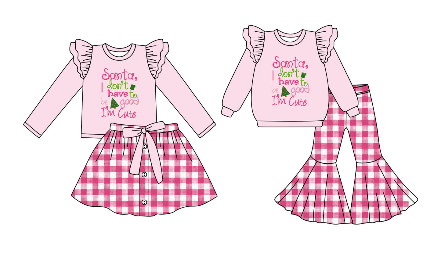 25.5.19 custom each style moq 5eta 4-6week Sibling Sisters Christmas Santa baby girl long sleeve pants sets and dress match family design