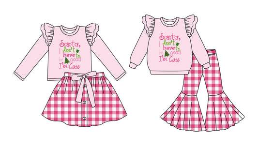 25.5.19 custom each style moq 5eta 4-6week Sibling Sisters Christmas Santa baby girl long sleeve pants sets and dress match family design