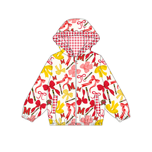 Custom moq 5 mix size milk silk summer teams baby girls clothes lace bow red hooded long sleeve top-25.9.2