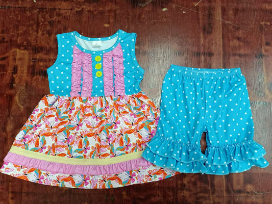 Custom moq 3 eta 6-7weeks baby girls clothes sleeveless shorts sets