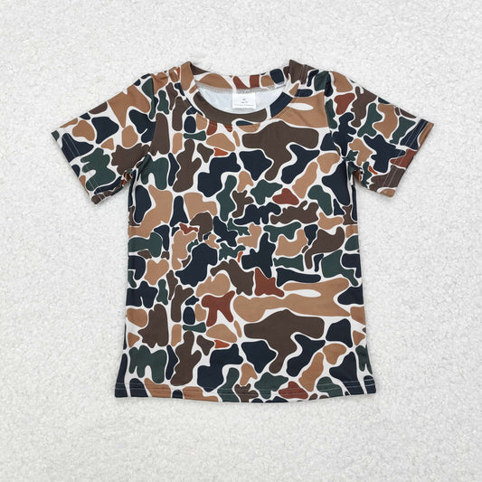RTS NO MOQ（In Stock) Camouflage beige short sleeve top